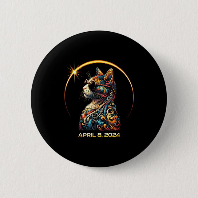 Wearing Solar Eclipse Cat Solar Eclipse 2 Inch Round Button (Front)