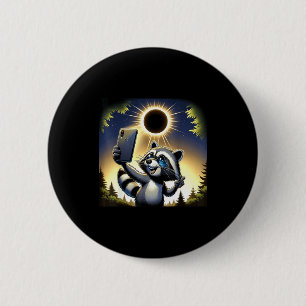 Wearing Solar Eclipse Racoon April 8 2 Inch Round Button