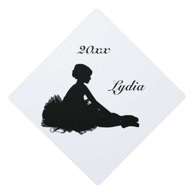 Weary Ballerina Personalized w Name and Year Graduation Cap Topper (Front)