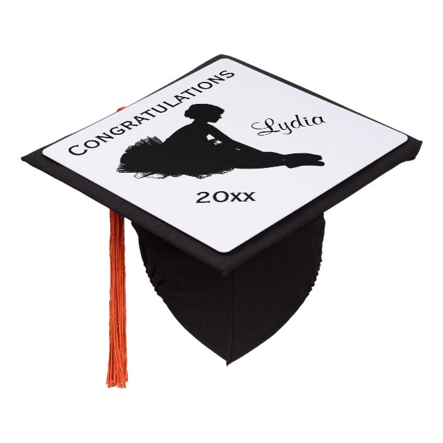 Weary Ballerina Personalized w Name Graduation Cap Topper (Angled)