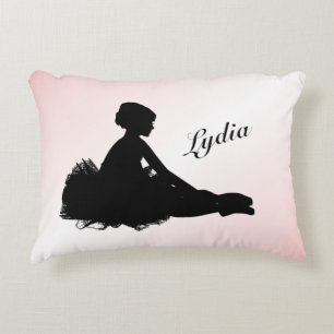 Weary Ballerina Personalized w Name Pink Accent Pillow