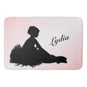 Weary Ballerina Personalized w Name Pink Bath Mat