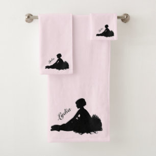 Weary Ballerina Personalized w Name Pink Bath Towel Set