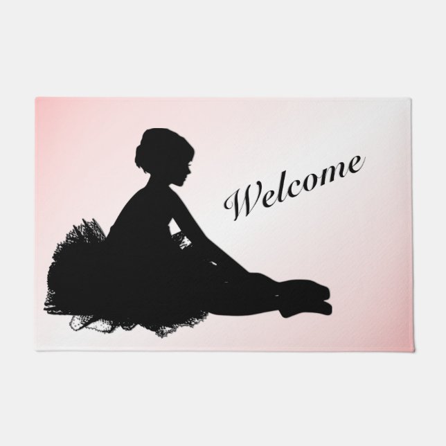 Weary Ballerina Personalized w Name Pink Doormat (Front)