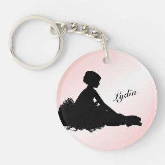 Weary Ballerina Personalized w Name Pink Keychain