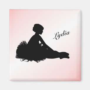 Weary Ballerina Personalized w Name Pink Magnet
