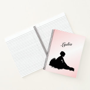 Weary Ballerina Personalized w Name Pink Notebook