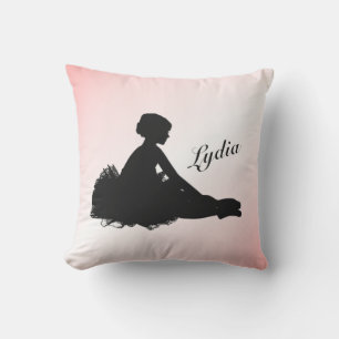 Weary Ballerina Personalized w Name Pink Outdoor Pillow