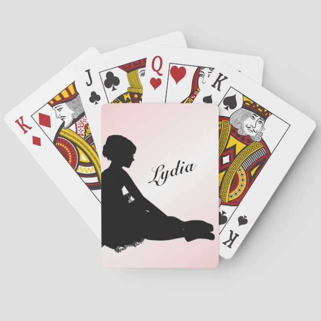 Weary Ballerina Personalized w Name Pink Playing Cards (Back)