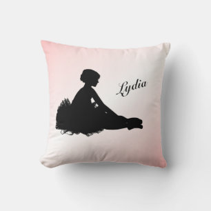 Weary Ballerina Personalized w Name Pink Throw Pillow
