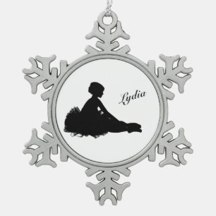 Weary Ballerina Personalized w Name Snowflake Pewter Christmas Ornament