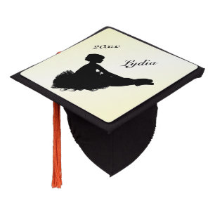 Weary Ballerina Personalized w Name Yellow Graduation Cap Topper
