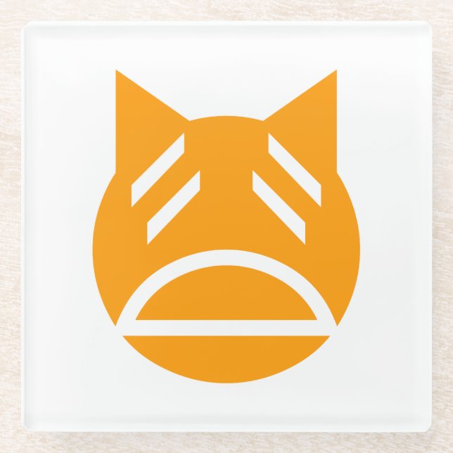 Weary Emoji Cat Glass Coaster (Front)