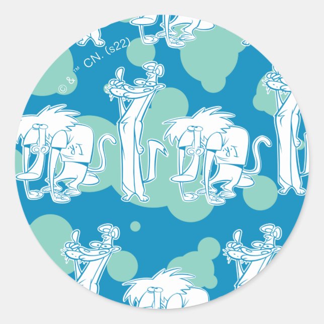 Weasel & Baboon Blue Character Pattern Classic Round Sticker (Front)
