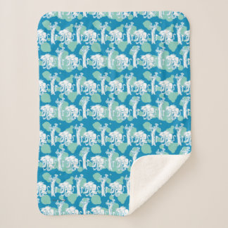 Weasel & Baboon Blue Character Pattern Sherpa Blanket