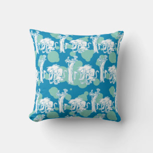Weasel & Baboon Blue Character Pattern Throw Pillow