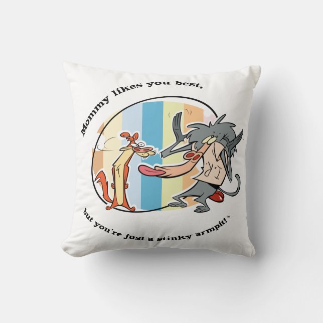 Weasel & Baboon "Mommy Likes You Best" Throw Pillow (Front)