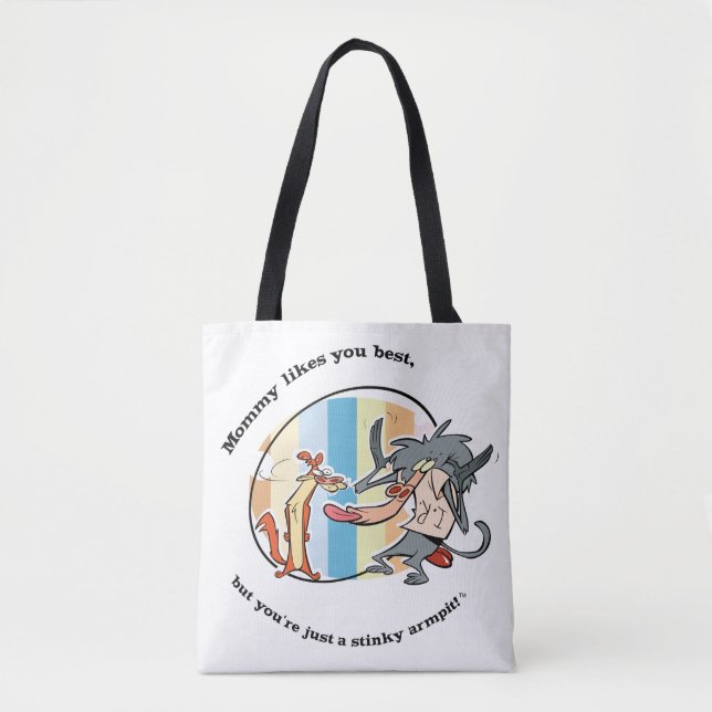 Weasel & Baboon "Mommy Likes You Best" Tote Bag (Front)