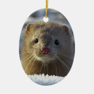 weasel ceramic ornament