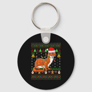 Weasel Christmas Lights Funny Santa Ugly Sweaters  Keychain