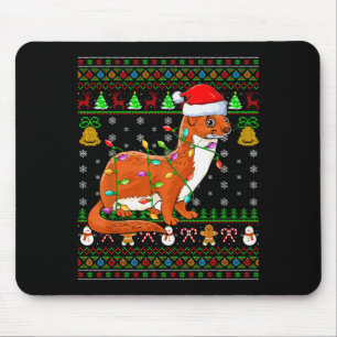 Weasel Christmas Lights Funny Santa Ugly Sweaters  Mouse Pad