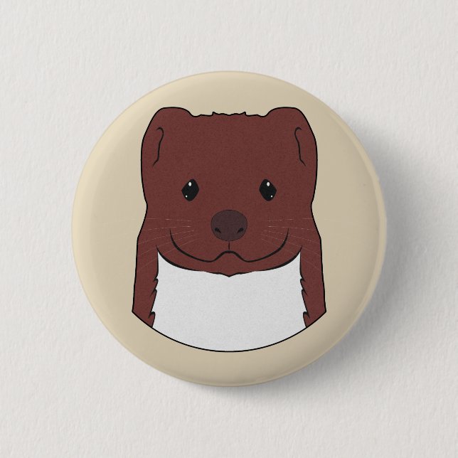 Weasel Face 2 Inch Round Button (Front)