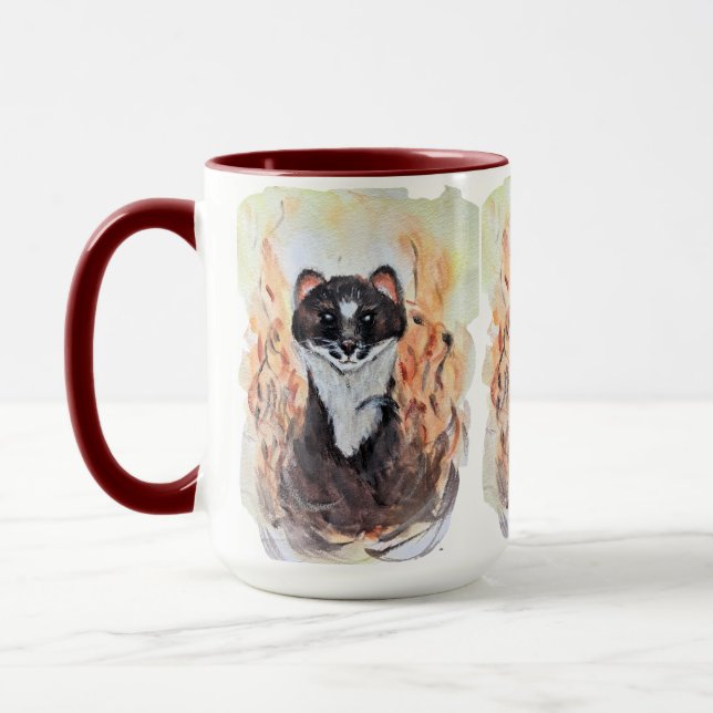 Weasel Magic Humour Totem Harmony Watercolor Mysti Mug (Left)
