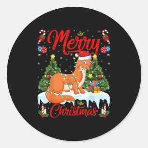 Weasel Merry Christmas Tree Lighting Weasel Xmas  Classic Round Sticker
