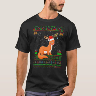 Weasel Santa Hat Matching Ugly Weasel Christmas T-Shirt