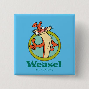 Weasel Thumbs Up Character Graphic 2 Inch Square Button