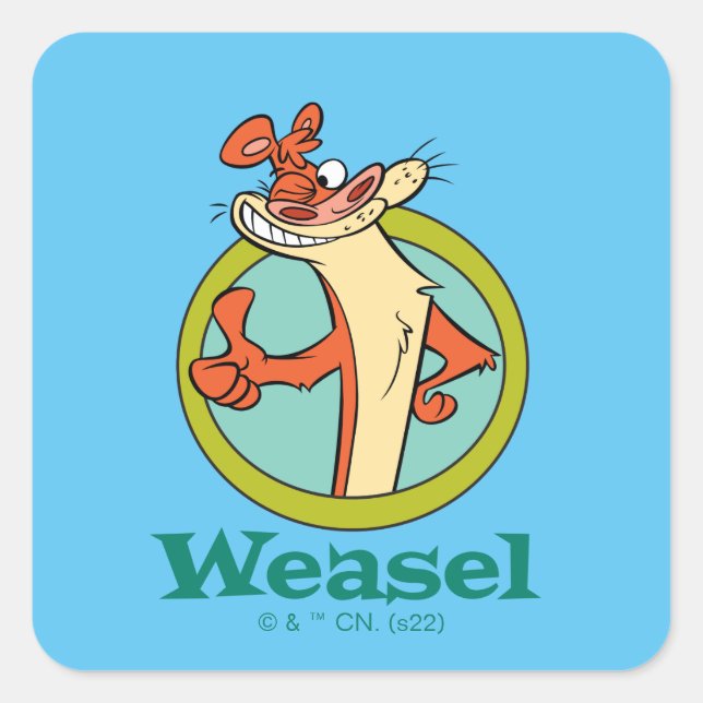 Weasel Thumbs Up Character Graphic Square Sticker (Front)