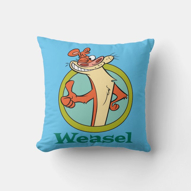 Weasel Thumbs Up Character Graphic Throw Pillow (Front)