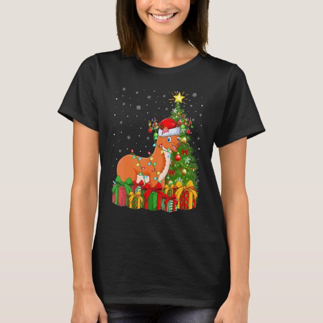 Weasel   Xmas Holiday Santa Weasel Christmas Tree T-Shirt (Front)
