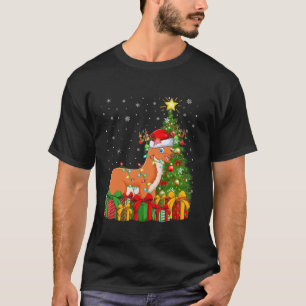 Weasel Xmas Tree Lighting Santa Hat Weasel Christm T-Shirt