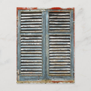 Weather-beaten window postcard