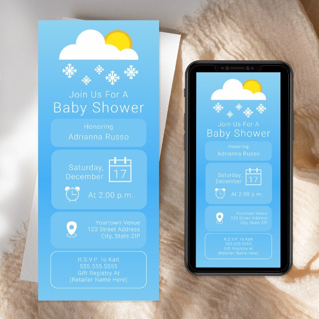 Weather Forecast App Snow Neutral Baby Shower Invitation (Creator Uploaded)