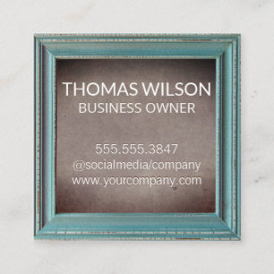 Weather Old Frame Brown Texture Square Business Card