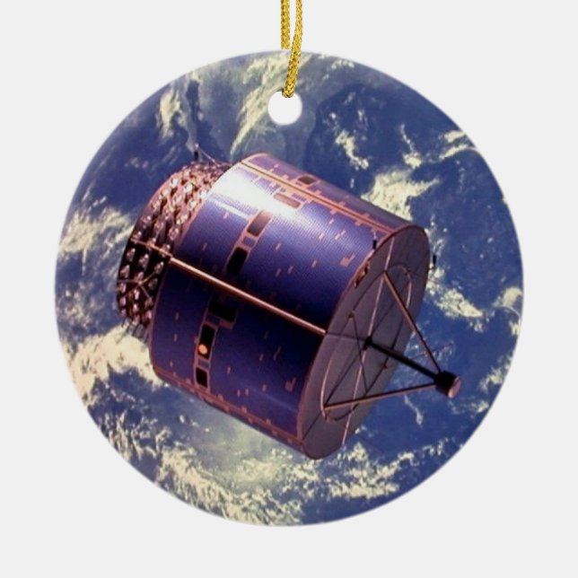 Weather satellite model in space ceramic ornament (Front)