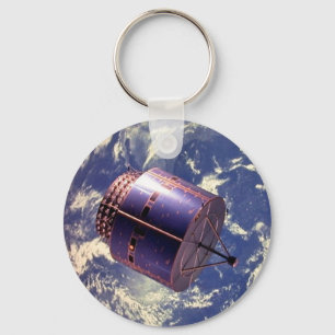 Weather satellite model in space keychain