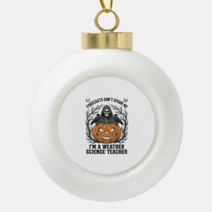 Weather Teacher Halloween Spooky Reaper Pumpkin De Ceramic Ball Christmas Ornament