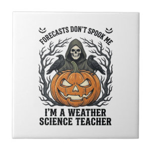 Weather Teacher Halloween Spooky Reaper Pumpkin De Tile