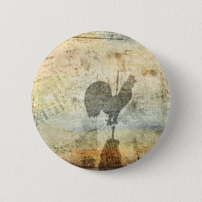 Weather Vane Rooster 2 Inch Round Button (Front)