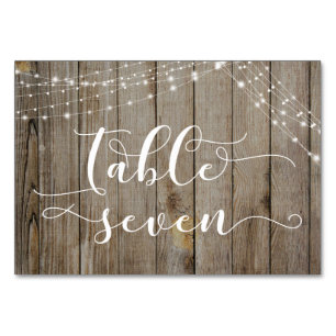 Weather Wood & Light Strings Table Seven Card