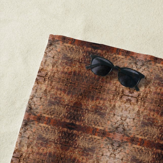 Weathered Aged Wood Photo Closeup Pattern Design Beach Towel (In Situ)