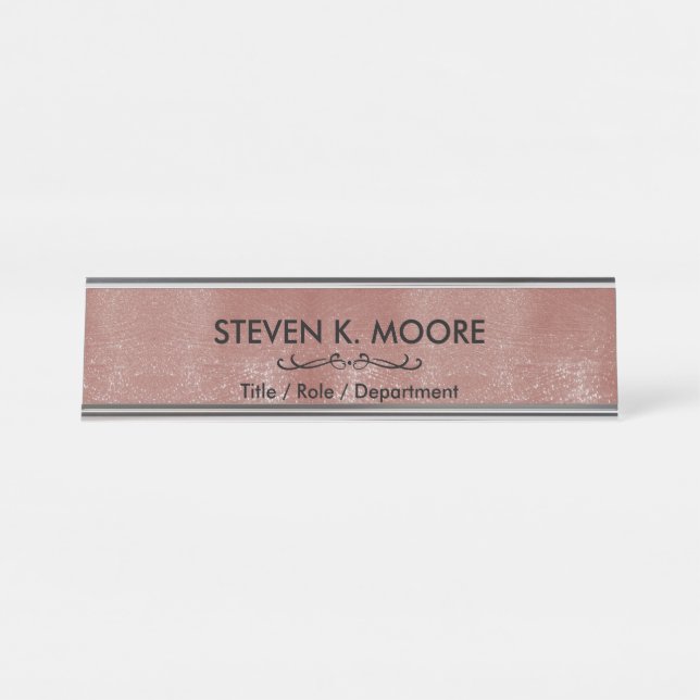 Weathered Antique Brass Gold + Blk Custom Desk Name Plate (Front)
