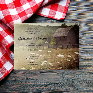 Weathered Barn Country Wedding Rehearsal Dinner Invitation