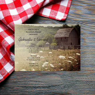Weathered Barn Country Wedding Rehearsal Dinner Invitation