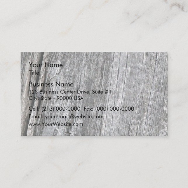 Weathered barn wood with nail business card (Front)