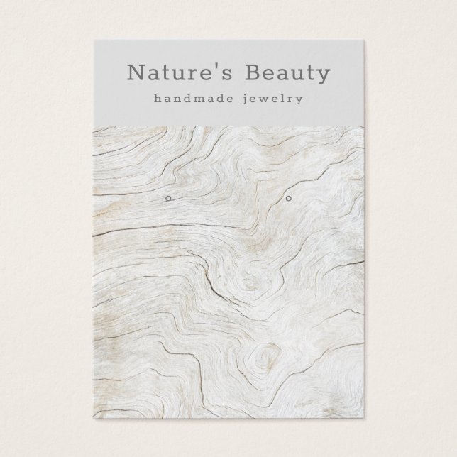 Weathered Beach Wood Earring Jewellery Display Car (Front)