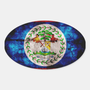 Weathered Belize Flag Oval Sticker